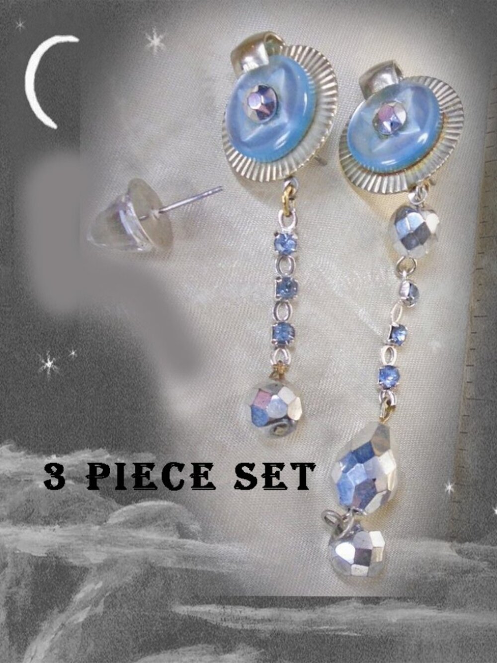 Asymmetrical Earring Set Recycled Vintage SET OF 3 - Y2K Ethereal Soft Girl